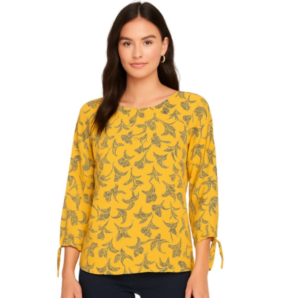 Papermoon 3/4 Sleeve Larie Floral Print Blouse in Yellow NWT SIze XXL